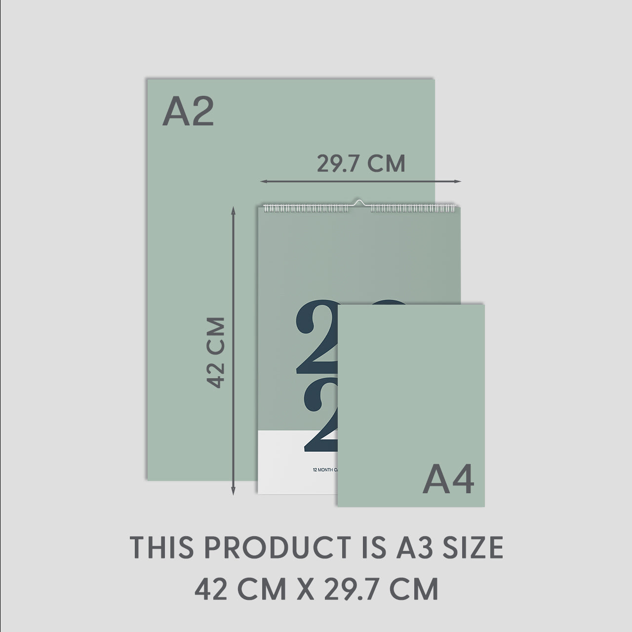 2027 A3 Wall Calendar, Green