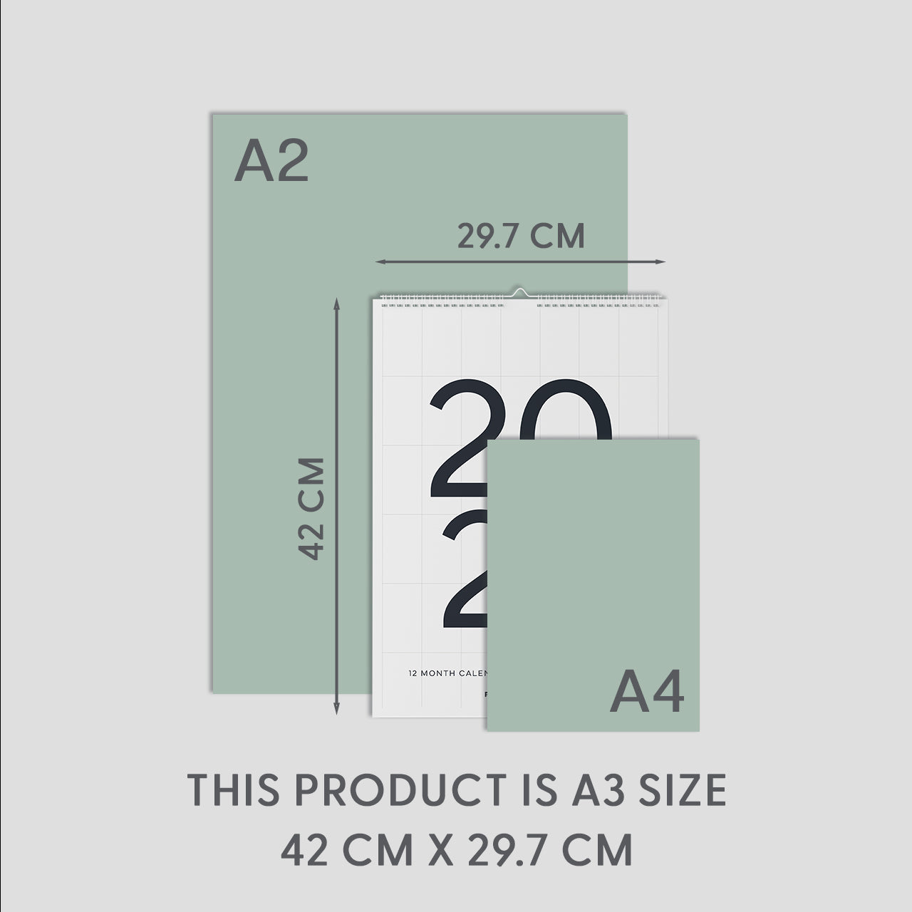 2027 A3 Wall Calendar, Large Numbers