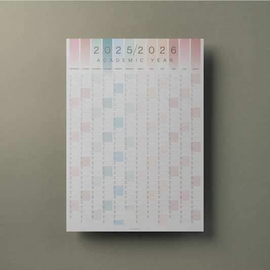 2025 - 2026 Academic Year Wall Planner, Coastal Colours A2