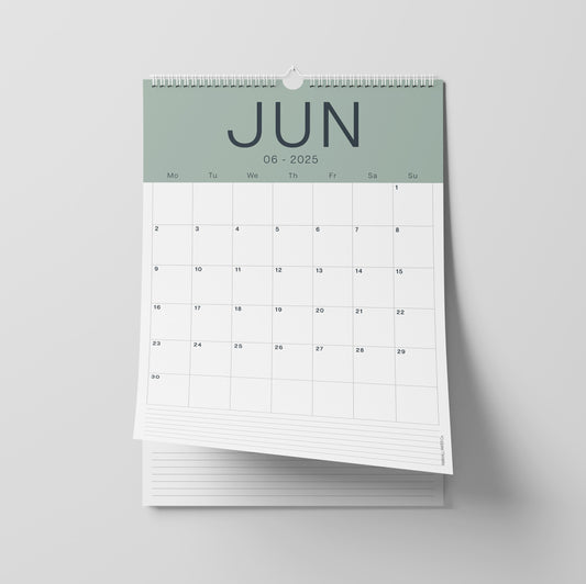 Mid Year Wall Calendar 2025 - 2026, Coastal Colours Edition, A3