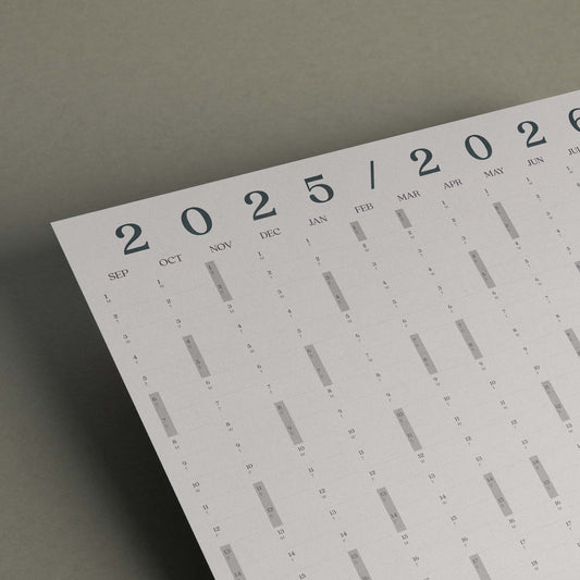 2025 - 2026 Academic Year Wall Planner, Black and White A2