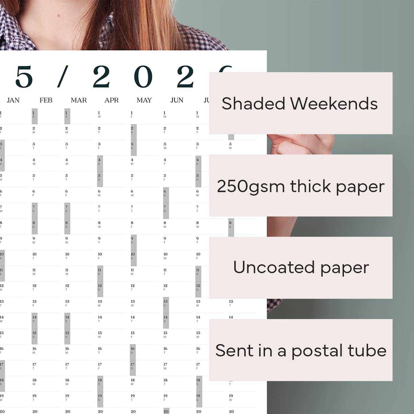 2025 - 2026 Academic Year Wall Planner, Black and White A2