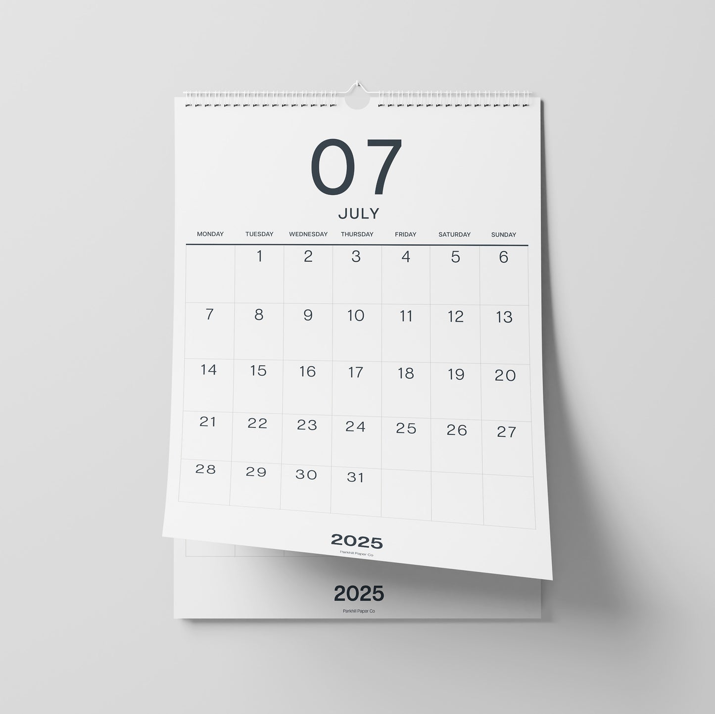 Mid-Year Wall Calendar 2025–2026, Black on White, Large Numbers, A3 Size
