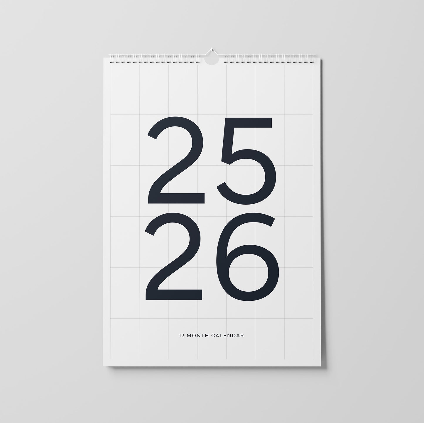 Mid-Year Wall Calendar 2025–2026, Black on White, Large Numbers, A3 Size