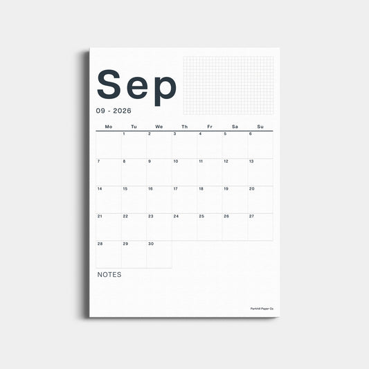 A3 Calendar Sheets – Original Minimal Design, 2026-2027