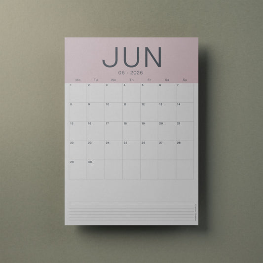 A3 Calendar Sheets – Coastal Colours, Monthly Planner, 2025–2026, Individual Pages