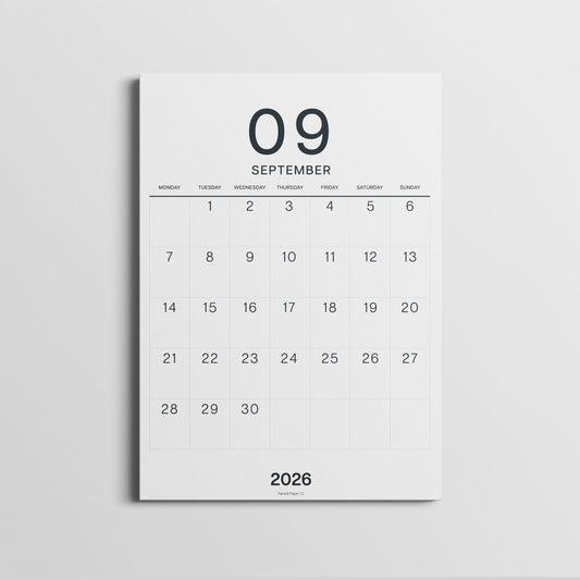 A3 Calendar Sheets, Large Numbers, Monthly Planner, Monday Start