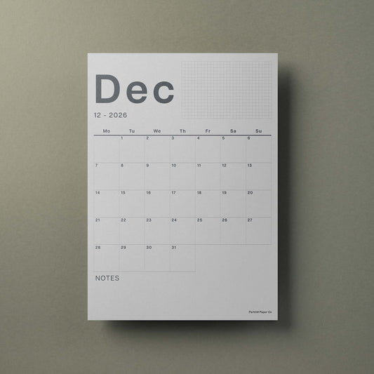 A3 Calendar Sheets – Original Minimal Design, 2026-2027