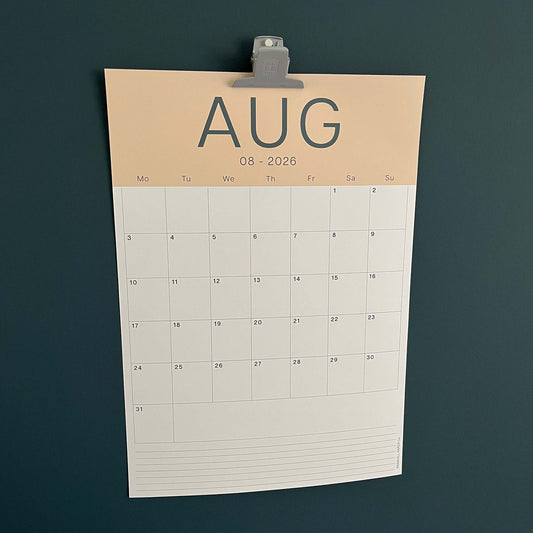 A3 Calendar Sheets – Coastal Colours, Monthly Planner, 2025–2026, Individual Pages