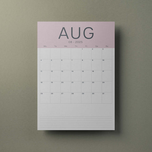 A3 Calendar Sheets – Coastal Colours, Monthly Planner, 2025–2026, Individual Pages