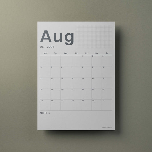 A3 Calendar Sheets – Original Minimal Design, Bold Black & White, 2025-2026