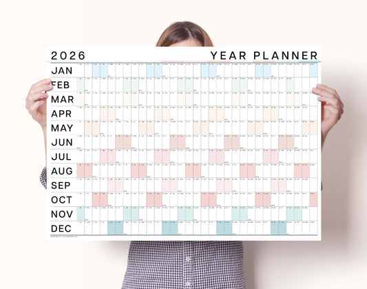 2026 Large Colour Wall Planner, Coastal Colours