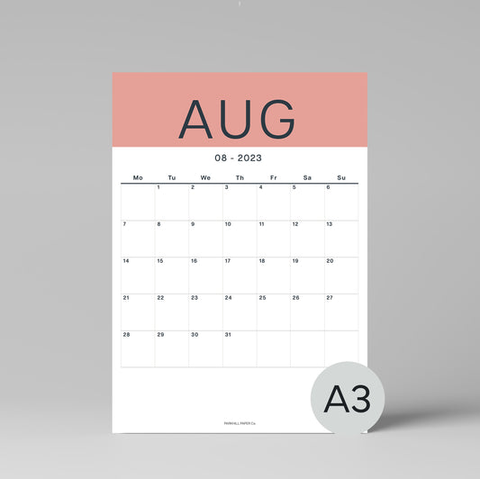 A3 Wall Calendar Sheets, Core Colours, Individual Sheets, Monthly Planner, 2024 Calendar