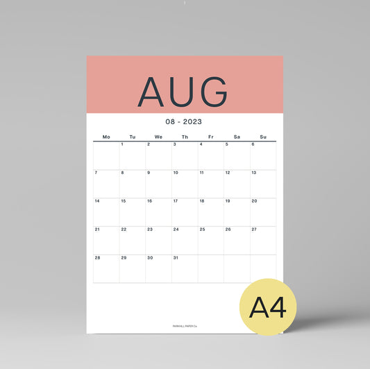 2023 - 2024 A4 Wall Calendar Sheets - Core Colours