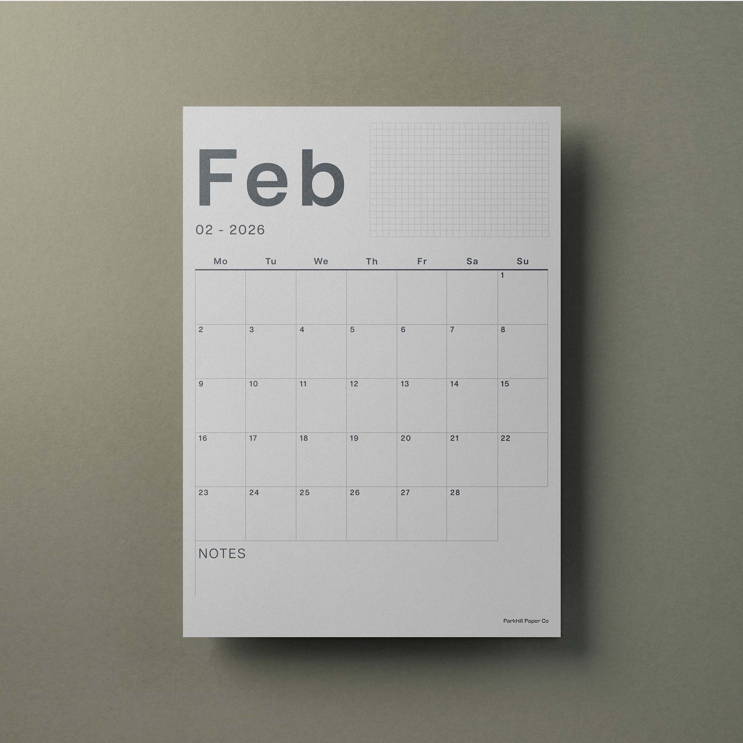 A3 Calendar Sheets – Original Minimal Design, 2026-2027