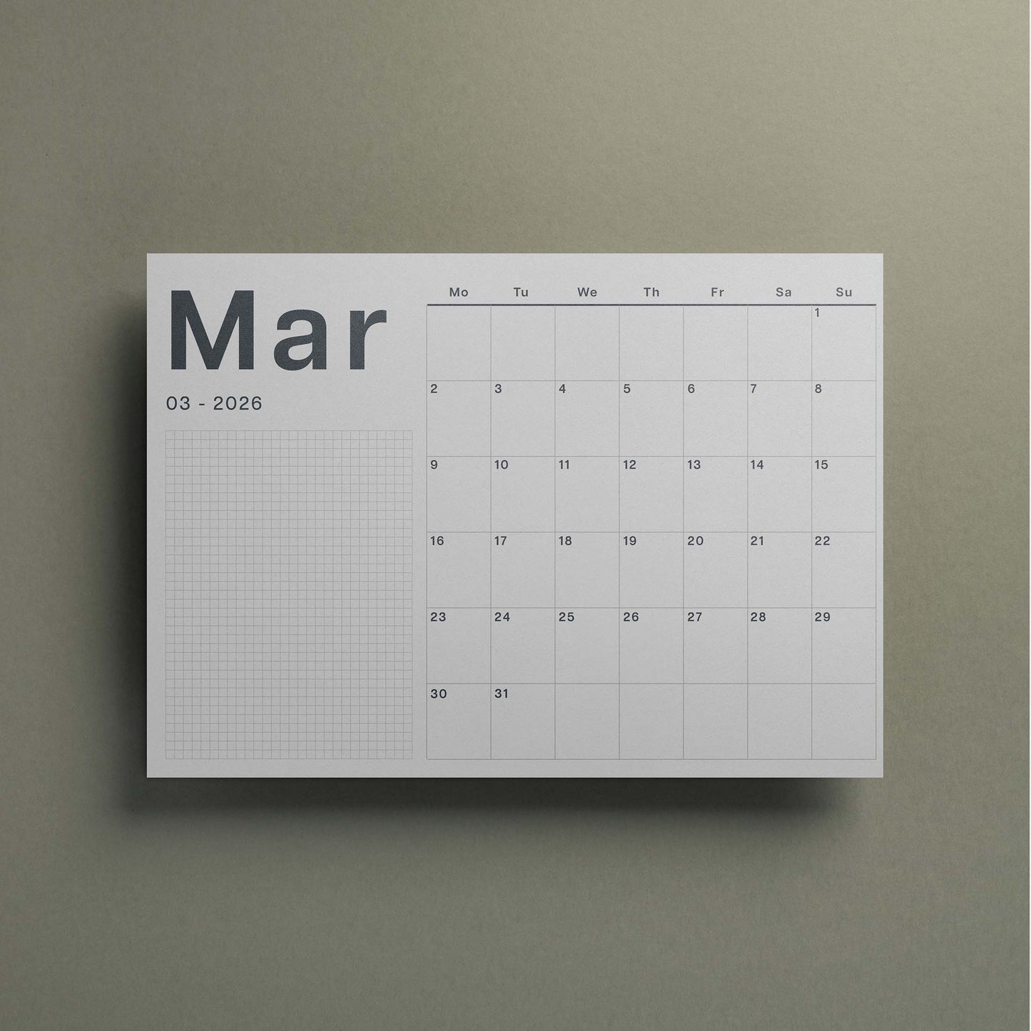 A3 Wall Calendar Sheets, Landscape