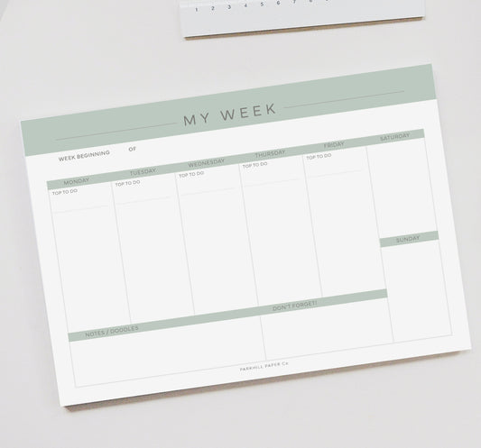 My Week A4 Weekly Planner Deskpad - Green