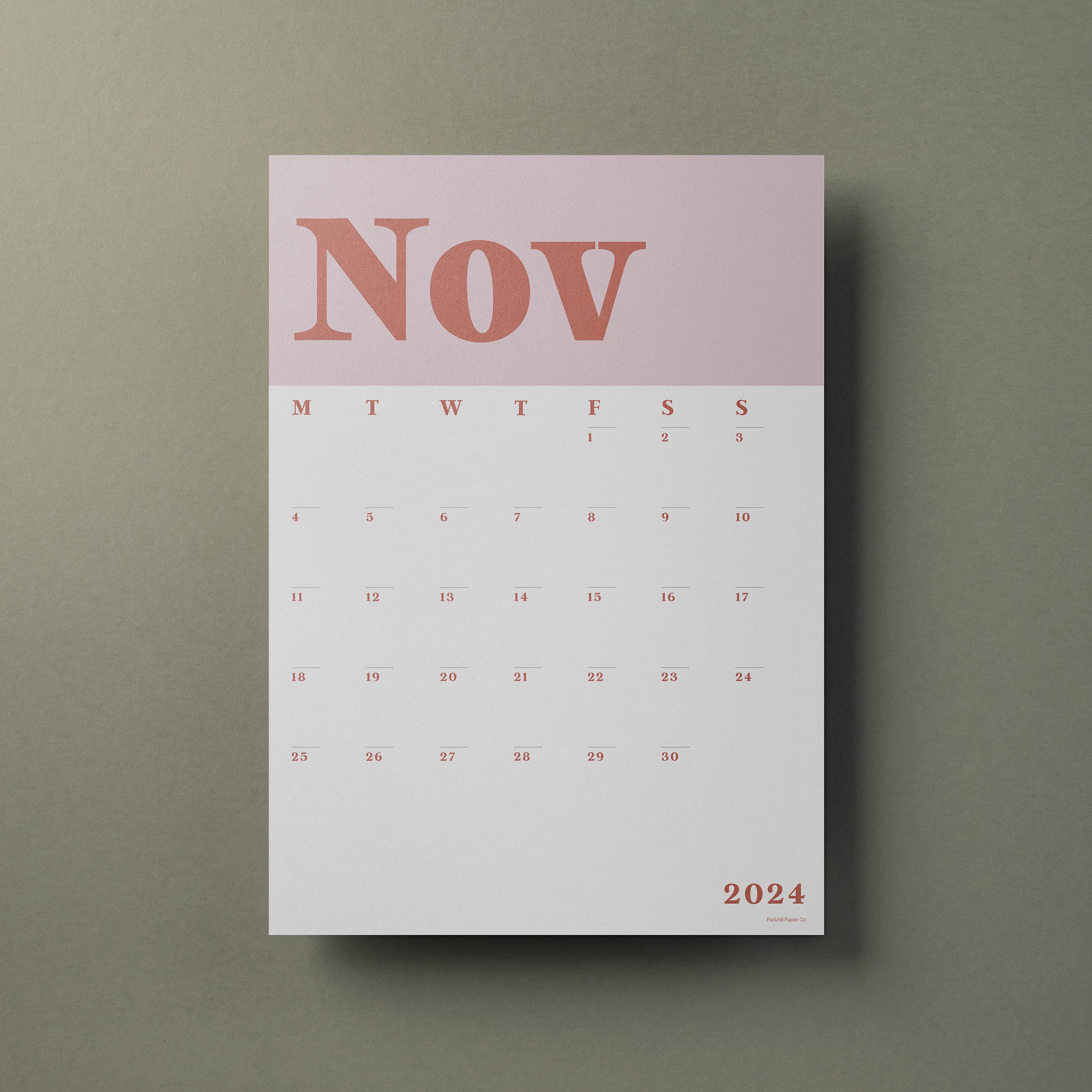 Wall Calendar Sheets, A3 Size, Pink - PARKHILL PAPER Co