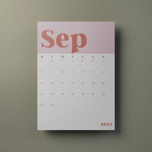 Wall Calendar Sheets, A3 Size, Pink 2025-2026