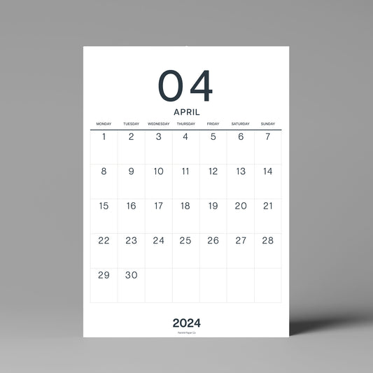 2024 A3 Wall Calendar Sheets, Large Numbers, Full Year Calendar, Individual Sheets, Monday Start, Monthly Planner