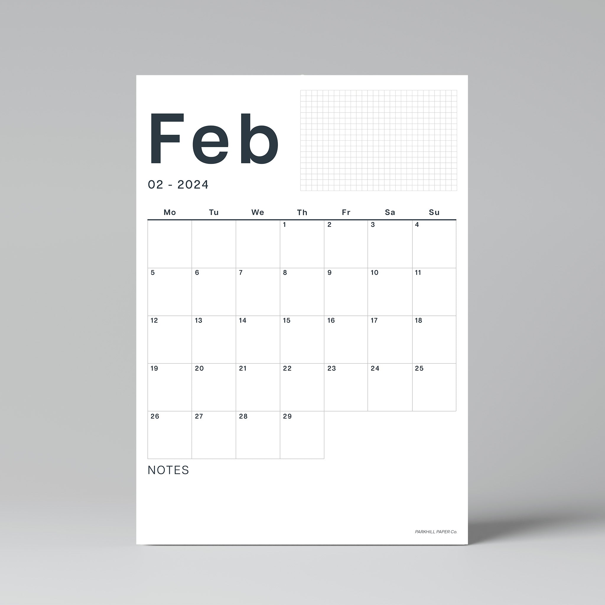 A3 Wall Calendar Sheets, Start any Month, Individual Sheets, Large Mon