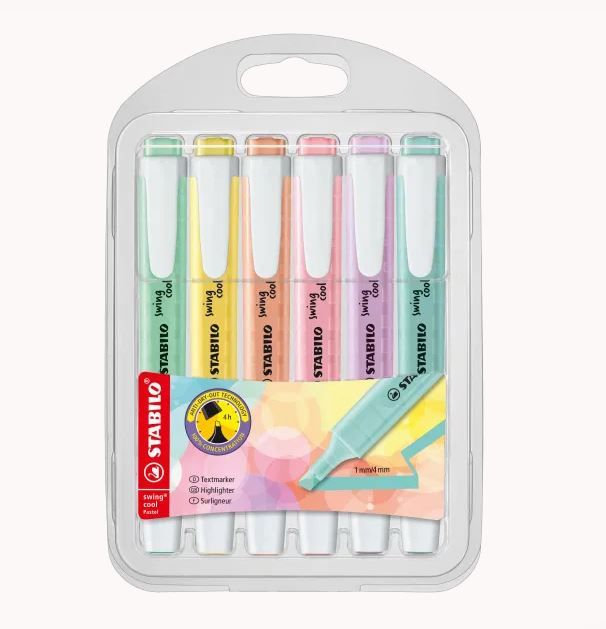 STABILO Swing Cool Pastel Highlighters, Pack of 6