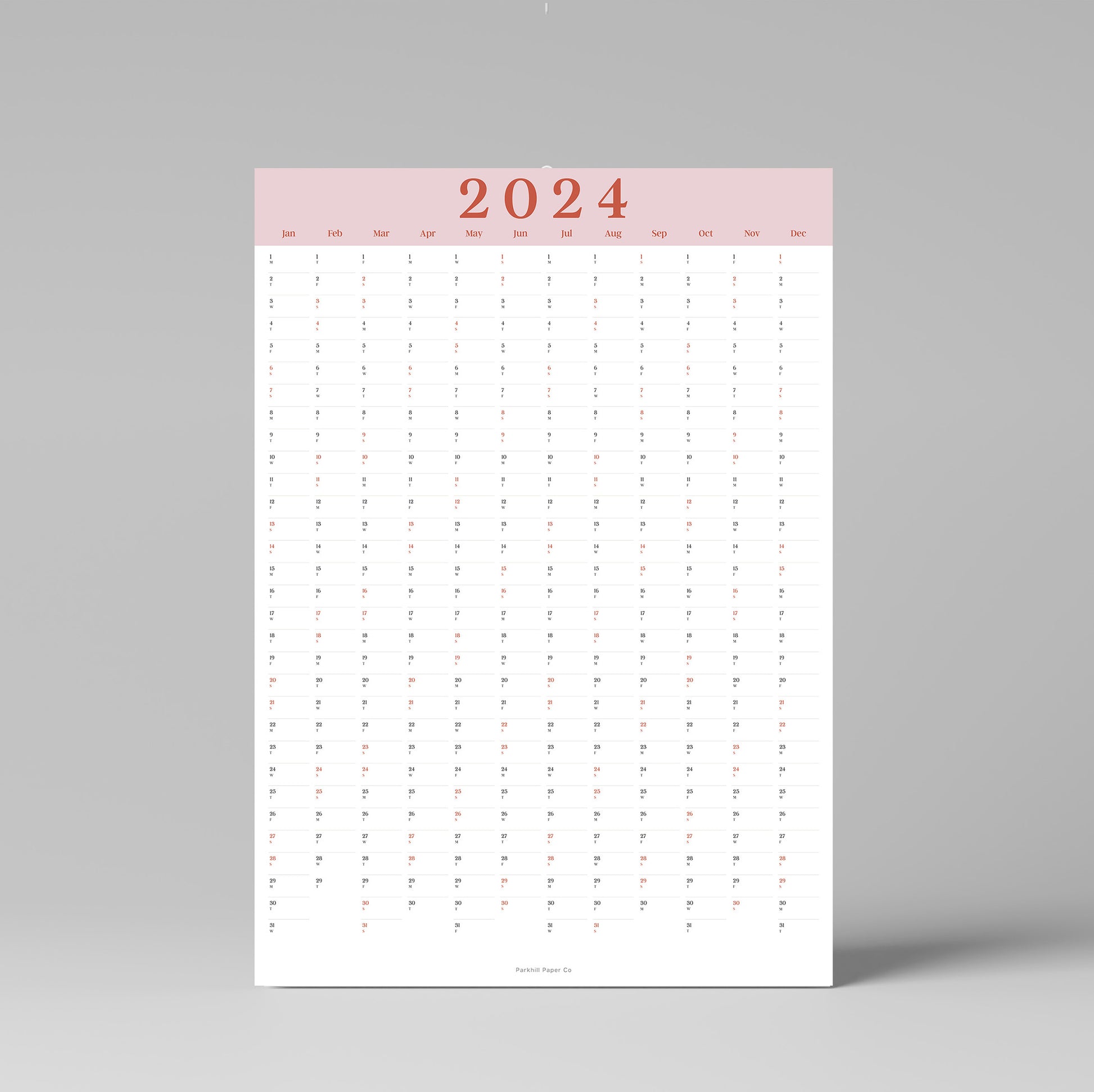 2024 A2 Wall Planner - Pink – PARKHILL PAPER Co
