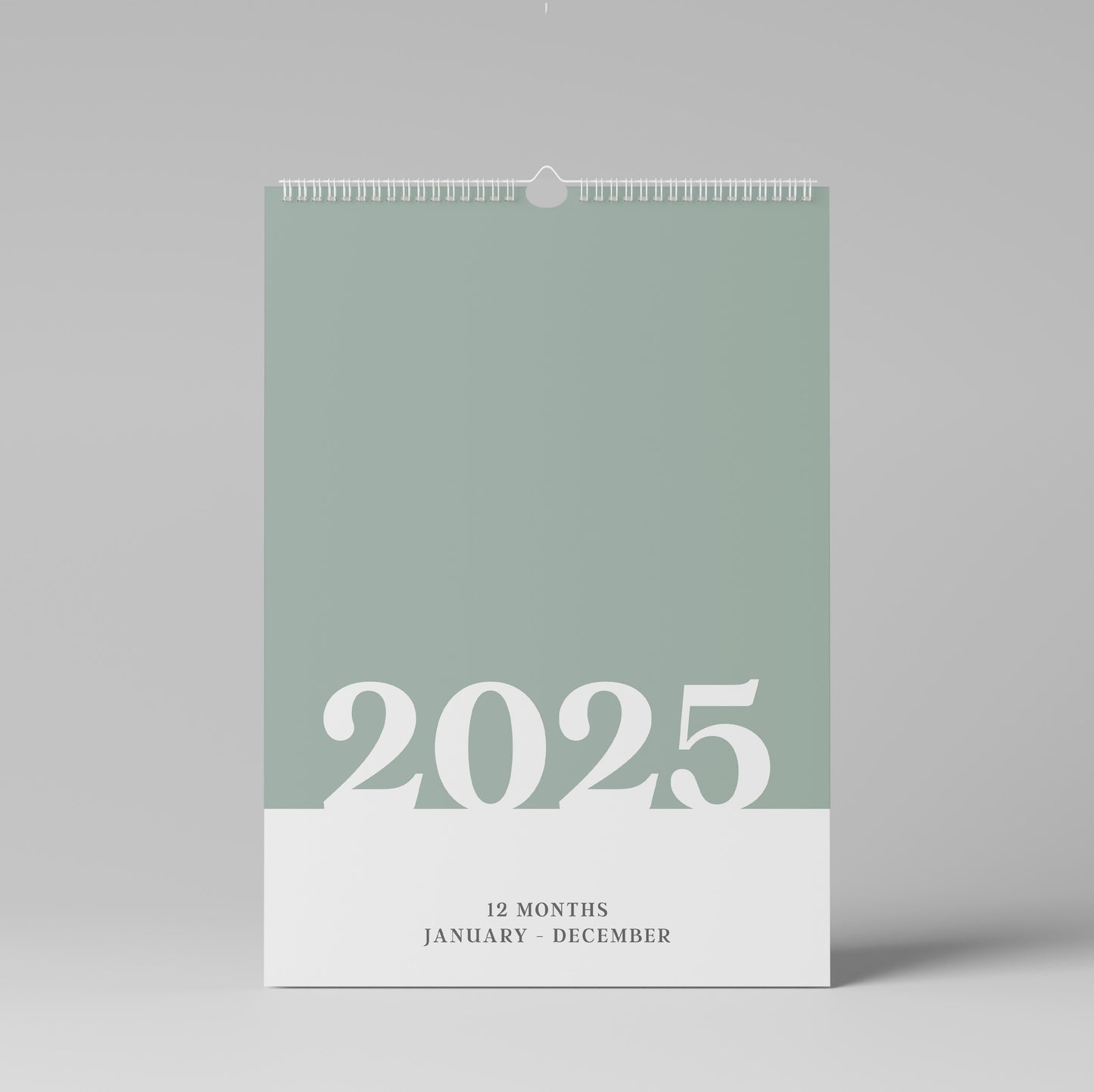 2025 Wall Hanging Calendar, Large A3, Green and White