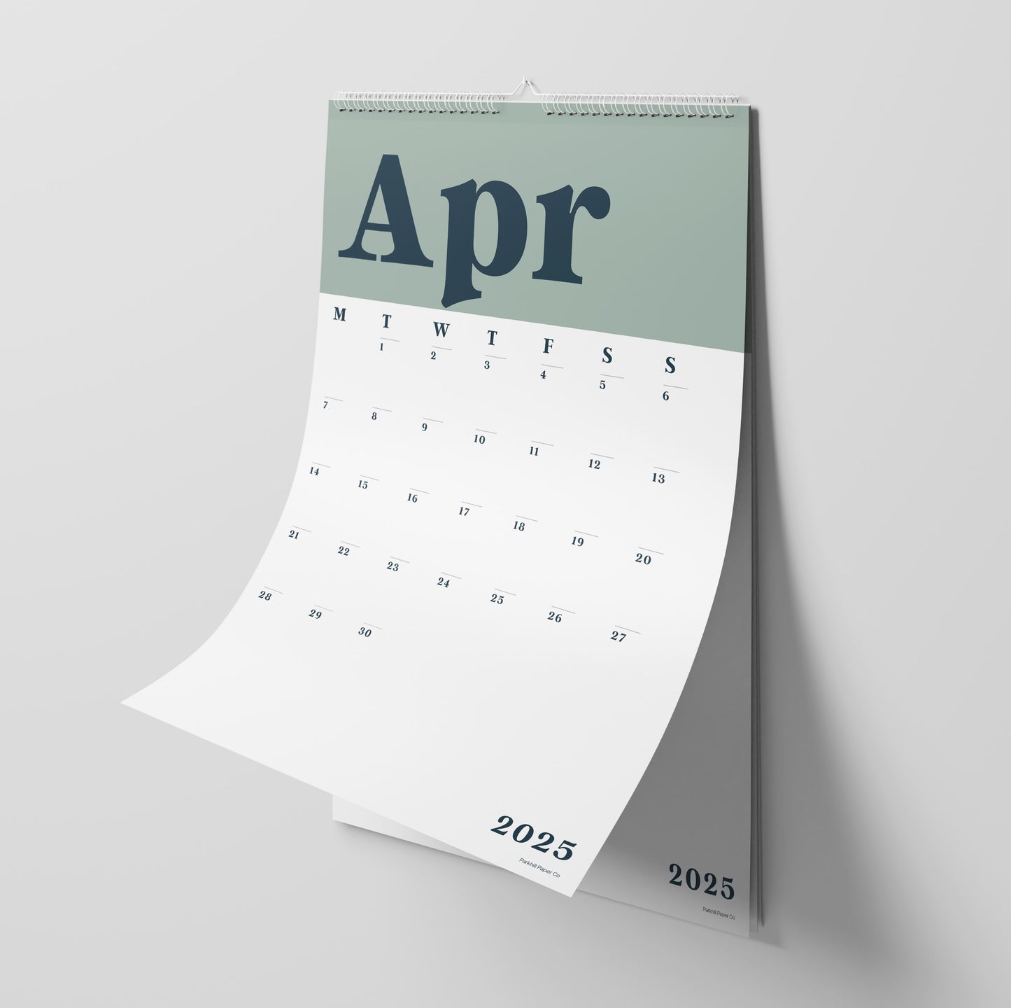 2025 Wall Hanging Calendar, Large A3, Green