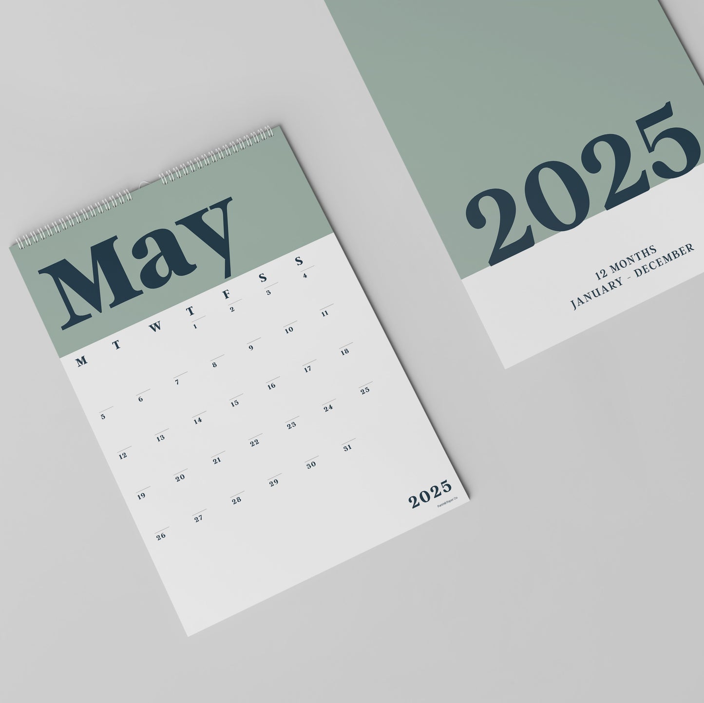 2025 Wall Hanging Calendar, Large A3, Green