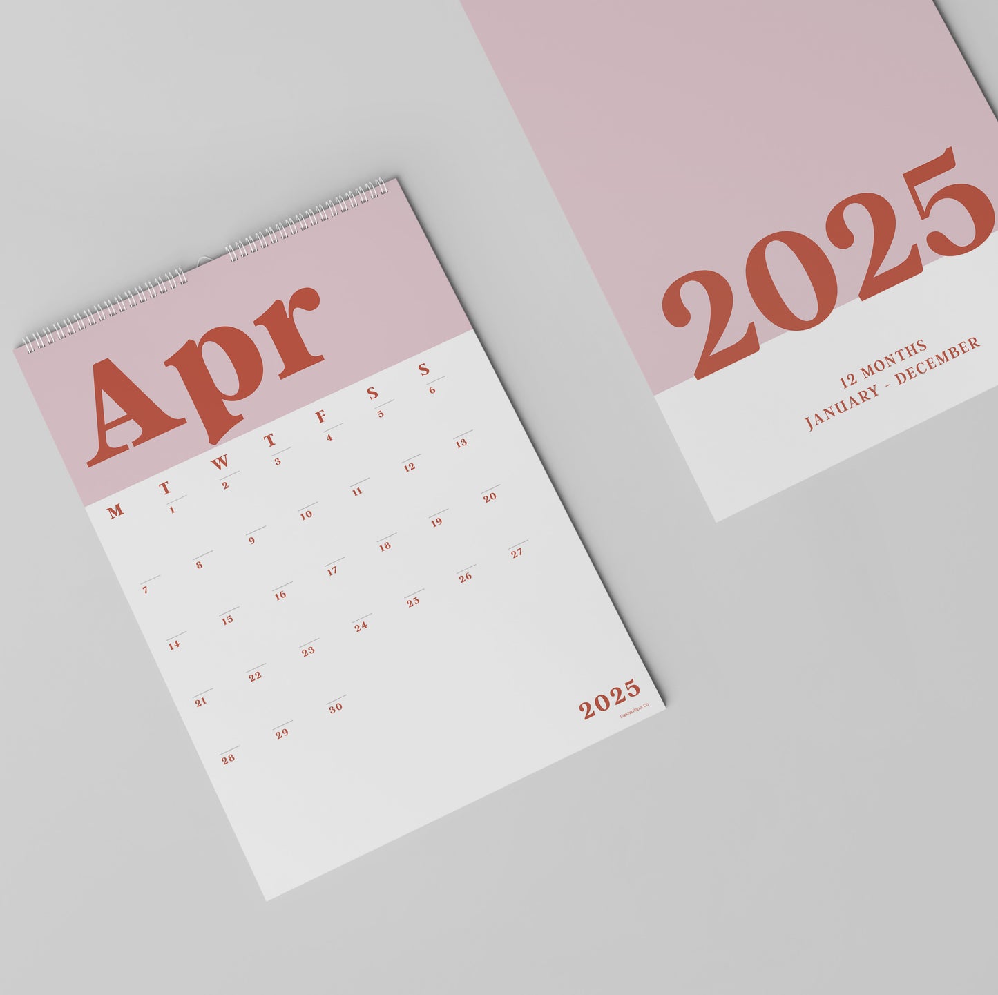 2025 Wall Hanging Calendar, Large A3, Pink