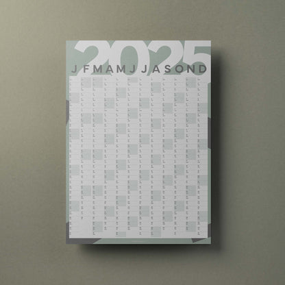 2025 Year Wall Planner, Green and White
