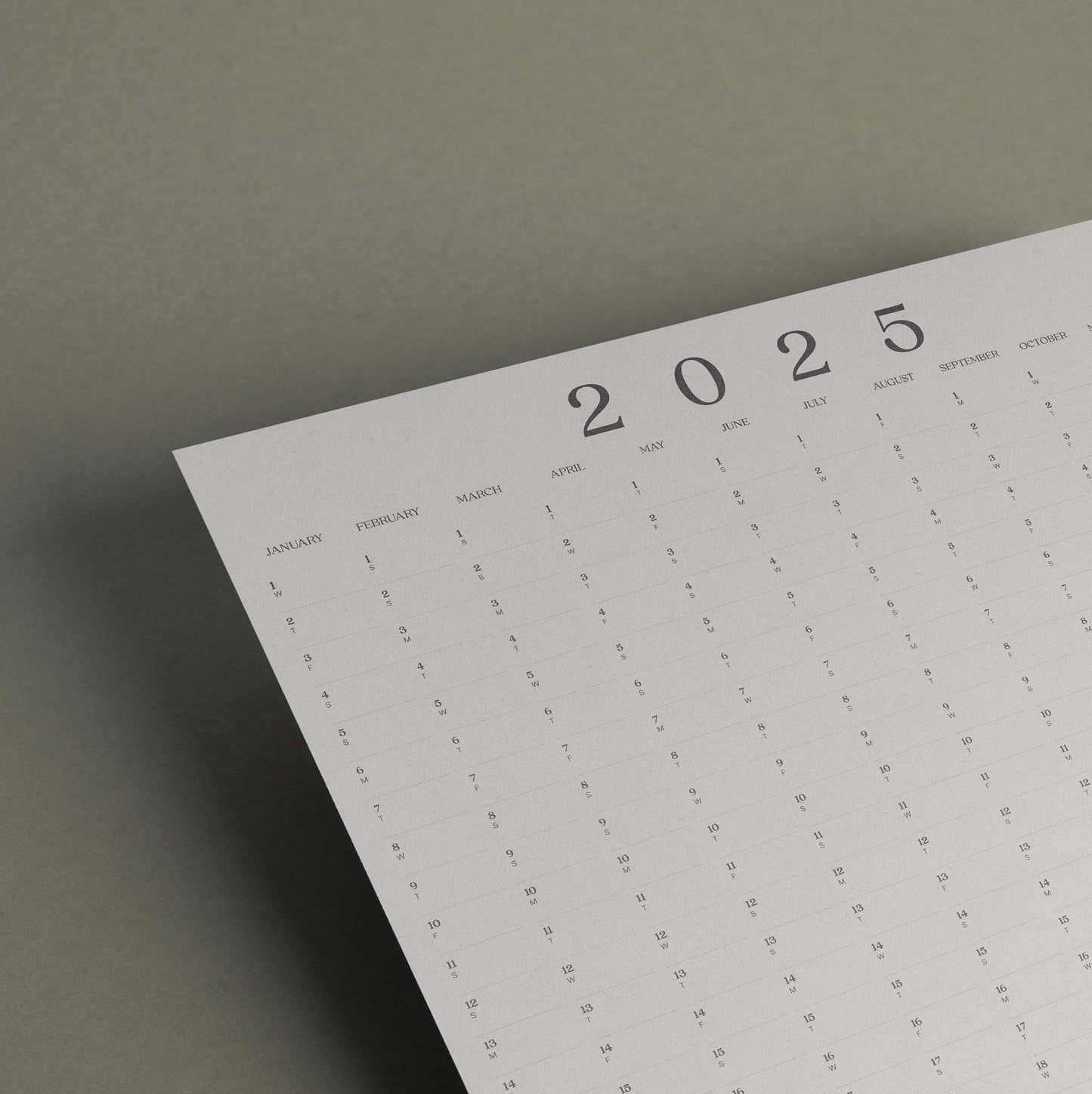 2025 Mono Portrait Wall Planner, A2 Size