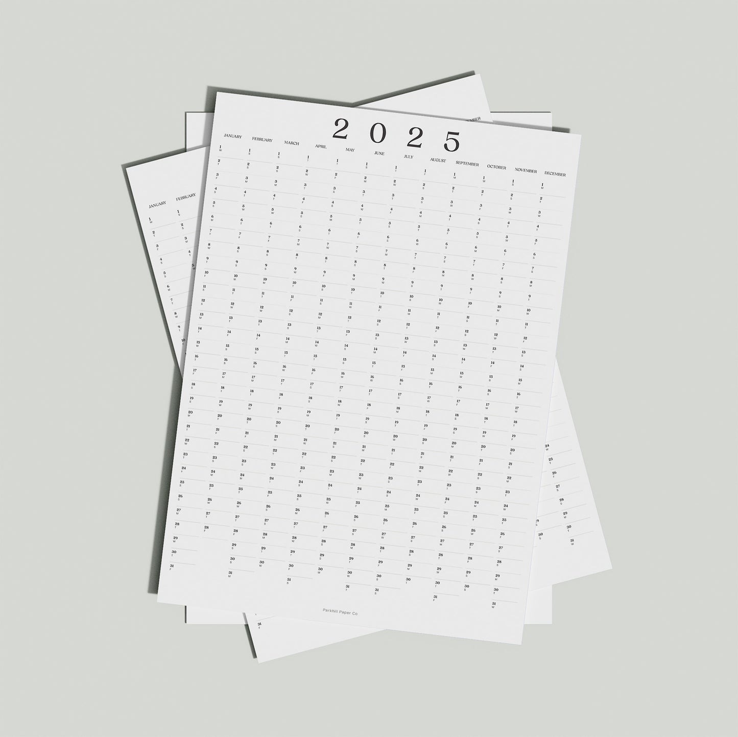 2025 Mono Portrait Wall Planner, A2 Size