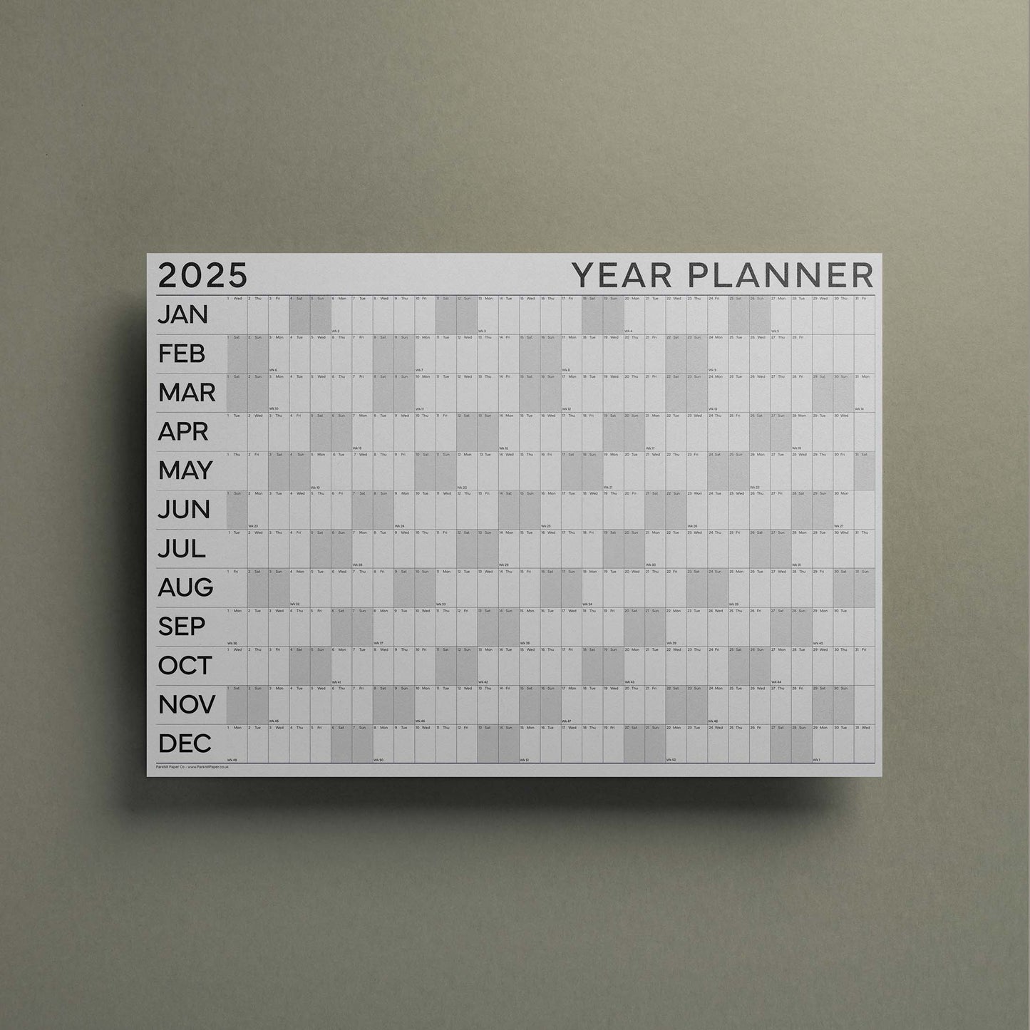 2025 Large Black and White Wall Planner