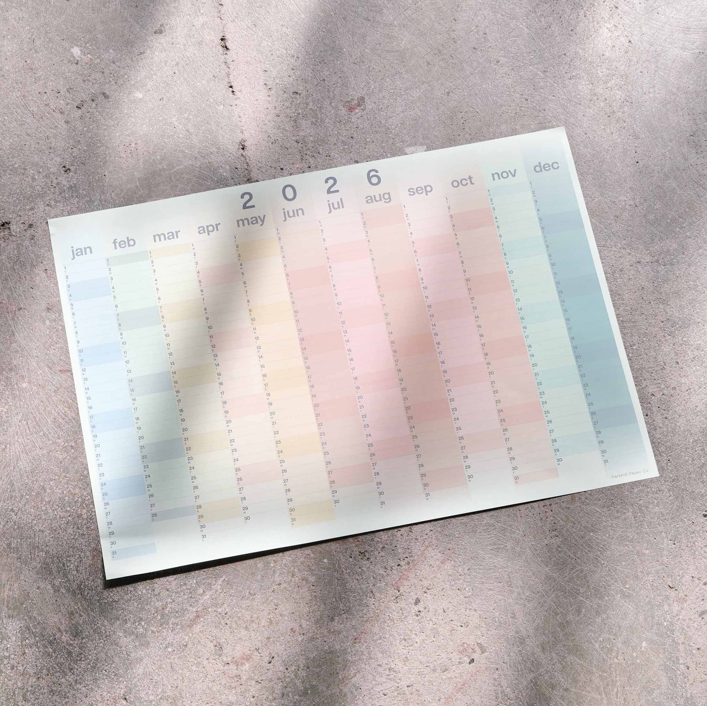 2026 Gradient Colours Wall Planner, A2 Size, Landscape Format