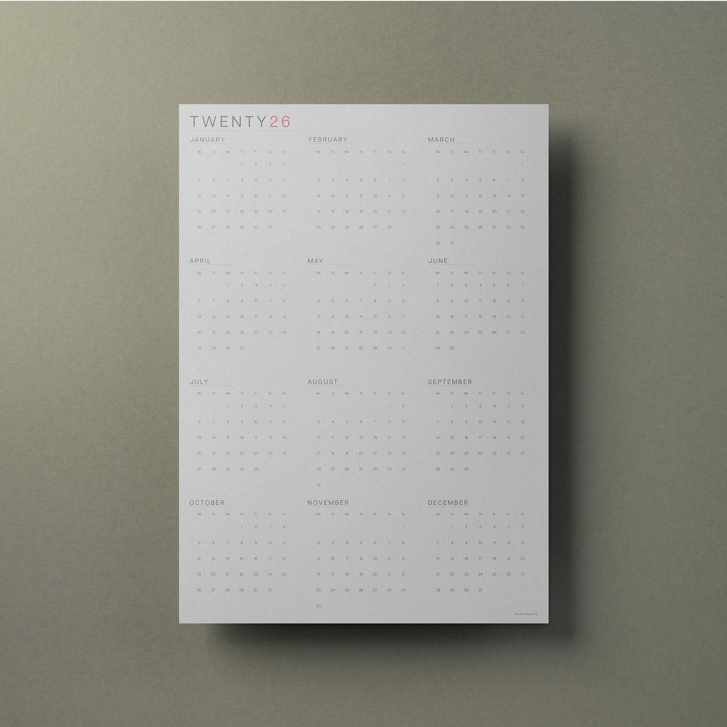 2026 Large Wall Calendar, A2