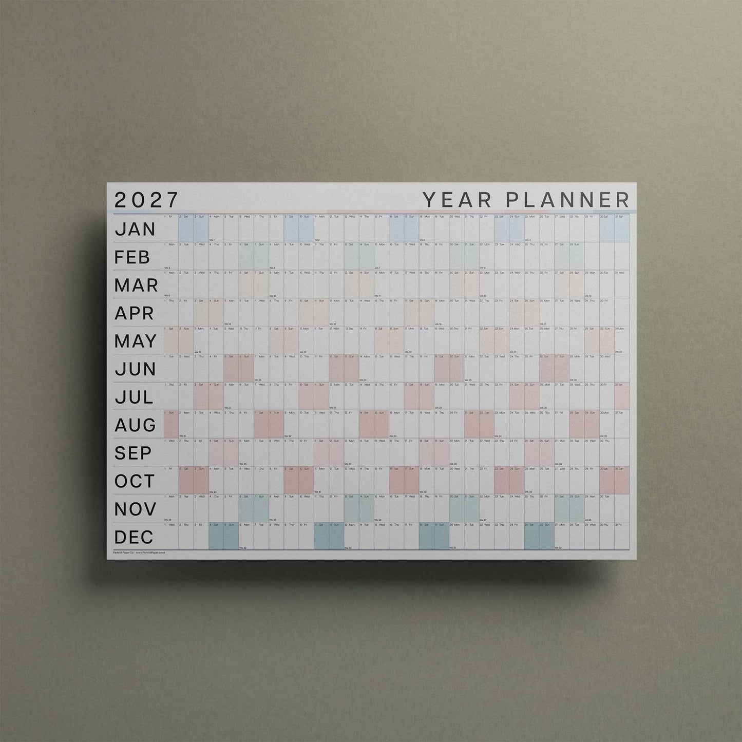 2027 Large Wall Planner, Coastal Colours