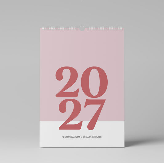 2027 A3 Wall Calendar, Blush