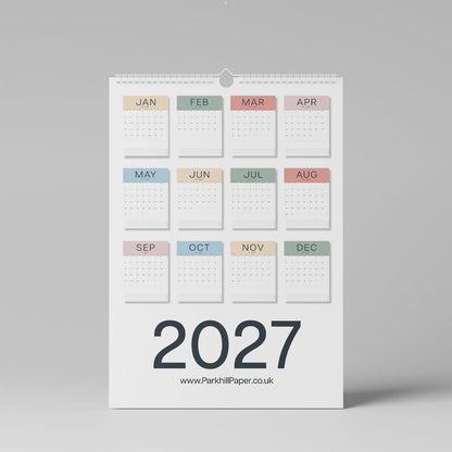 2027 A3 Wall Calendar, Coastal Colours