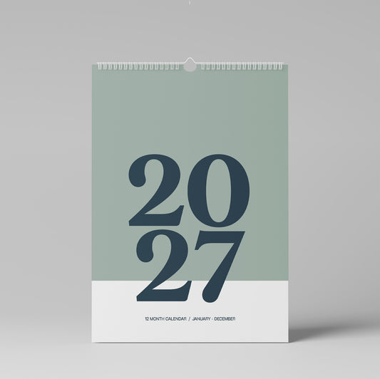 2027 A3 Wall Calendar, Green