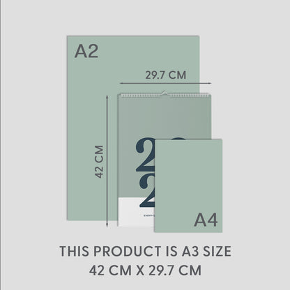 2027 A3 Wall Calendar, Green
