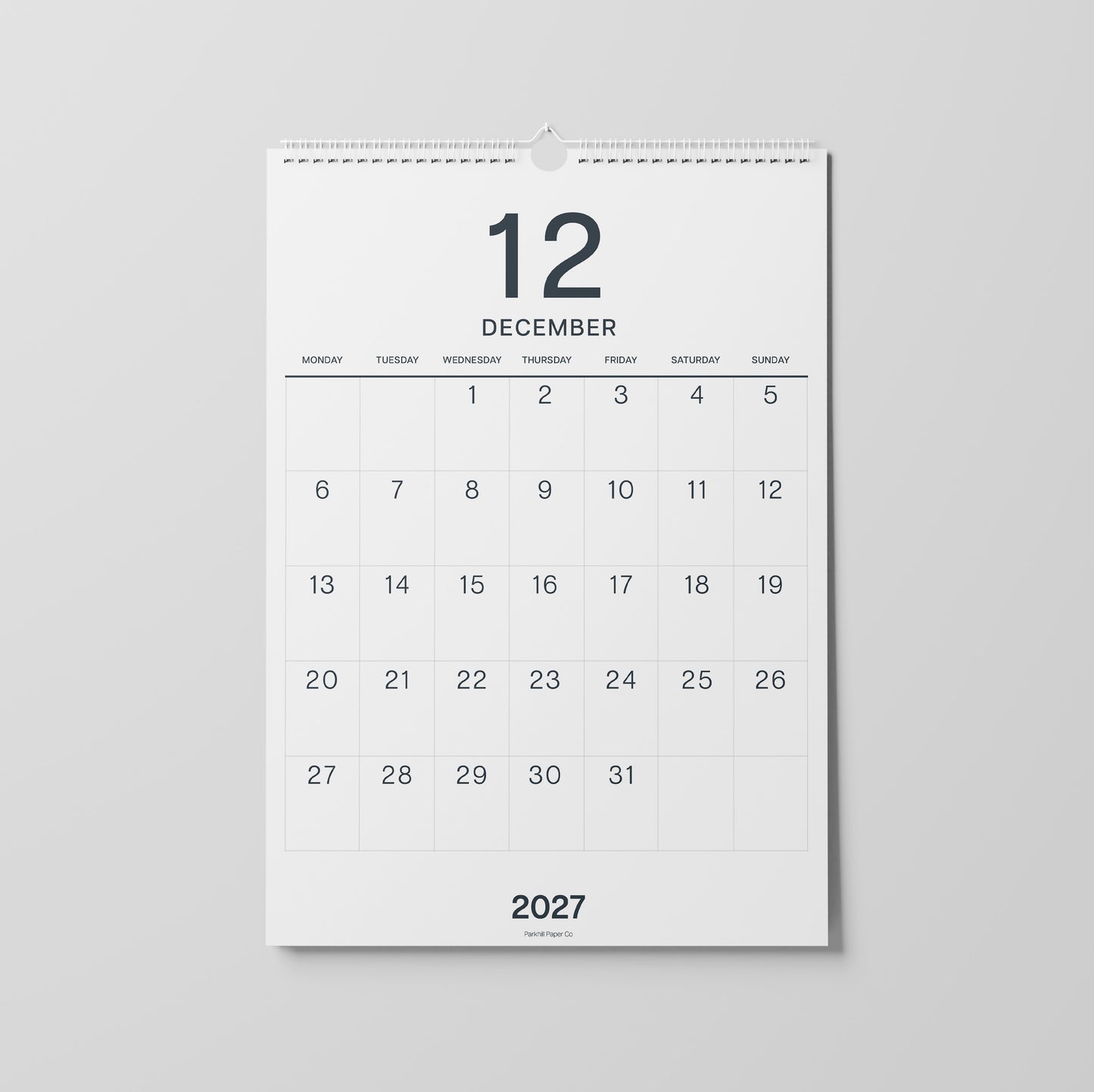 2027 A3 Wall Calendar, Large Numbers