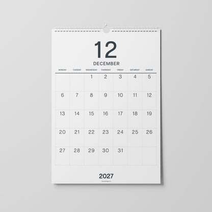 2027 A3 Wall Calendar, Large Numbers