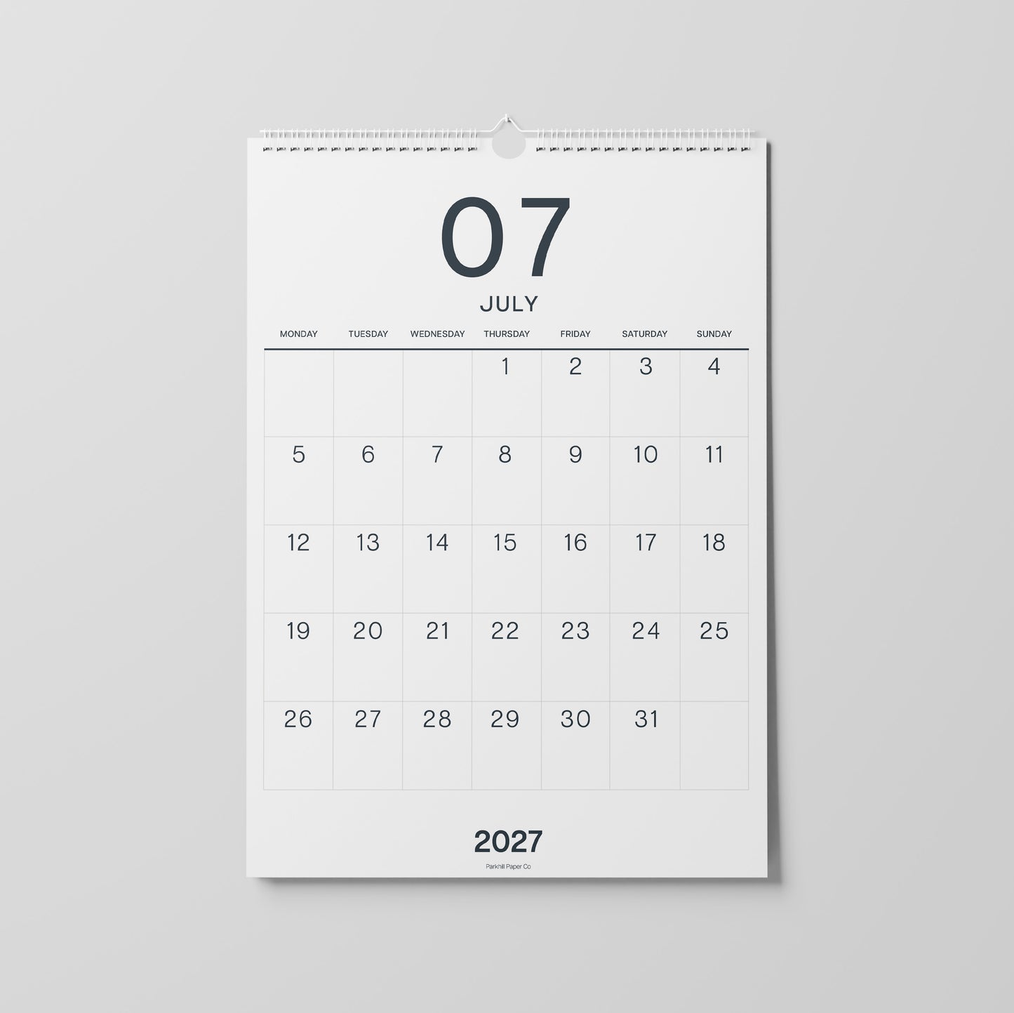 2027 A3 Wall Calendar, Large Numbers