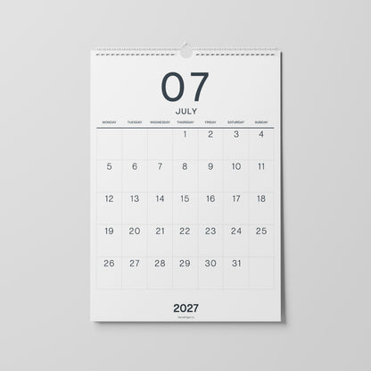 2027 A3 Wall Calendar, Large Numbers