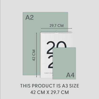 2027 A3 Wall Calendar, Large Numbers