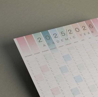 2025 - 2026 Academic Year Wall Planner, Coastal Colours A2