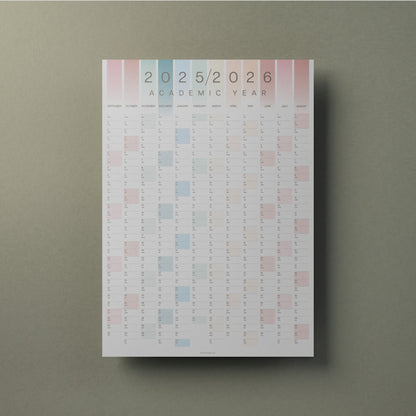 2025 - 2026 Academic Year Wall Planner, Coastal Colours A2