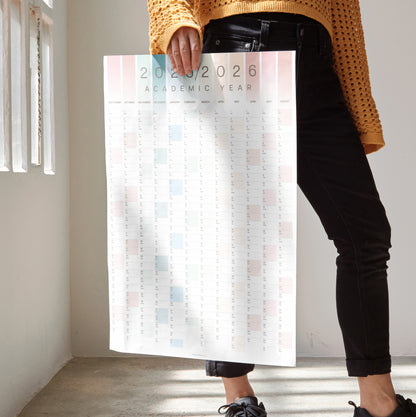 2025 - 2026 Academic Year Wall Planner, Coastal Colours A2
